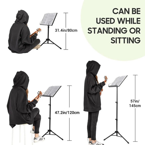 Adjustable Height Metal Sheet Music Stand Featuring Roomy Recording Tray And Portable Carry Bag Built Tough For Road Ready Artists Seeking Zero Fuss Performance