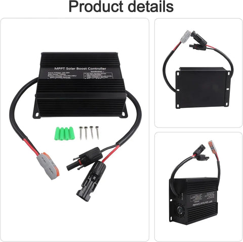 Built Tough 1000W Solar Charge Controller 24V To 72V No Nonsense Battery Charger featuring connectors and cooling fins.