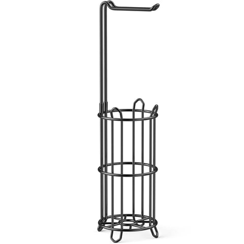 Freestanding Toilet Paper Holder Stand And Dispenser For Bathroom Storage Holds Four Rolls Metal Wire Black Finish No Fuss Design Easy Access And Space Saving Organizer