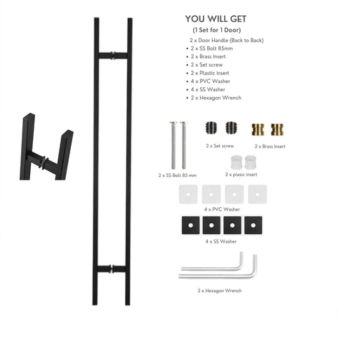 Killer 48 Inch H Shape Door Pull Handle In Sleek Black Finish Built From Top Notch 304 Stainless Steel For Heavy Duty Commercial Entry Doors That Stand Up To Daily Wear With Flawless Operation