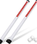 Two Pack Clear Golf Ball Retriever Tubes 35.4 Inch Shagger Grabber Picker Upper For Men And Women Plastic Golf Ball Collector Easy Grab Tool For Fast Ball Retrieval Portable Training Essential with white plastic design, black caps, and red labels