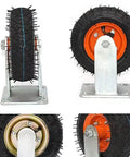 Heavy Duty 6 Inch Pneumatic Caster Wheels 4 Pack Swivel Casters Ball Bearings Puncture Proof flat tires on steel plate mounting.