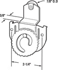 Diagram of Closet Door Roller Kit For Back Mount Three Eighths Inch Offset Bracket Seven Eighths Inch Nylon Wheel