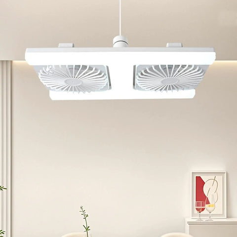 Socket Ceiling Fan, E27 Screw Base with Remote, Small Ceiling Fan with Light, double head fan setup in modern interior