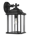 Kent One Light Outdoor Wall Lantern In Black Finish With Clear Beveled Glass Panels, Looks Slick And Weatherproof For Wet Locations