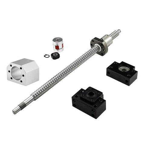 Anti Backlash Ball Screw Kit SFU RM1605 800mm with metal deflector ball nut housing, BK BF12 end supports, coupler for CNC router.