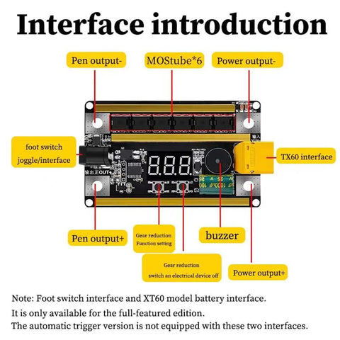 Spot Welder With Three Modes And Digital Power Control interface showing pen and power outputs for jewelry welding.
