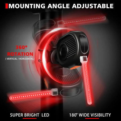 Bike Tail Light For Night Rides USB Rechargeable Waterproof Red LED Safety Light with adjustable 360-degree rotation angles