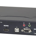 Slick 4K HDMI KVM IP Extender Transmitter showing ports for HDMI, USB, and audio inputs for reliable PC control.