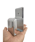 Heavy Duty Box Rail Hanger Bracket With Bolts For Exterior Barn Door Hardware Set Of 4 In Silver shown in a hand