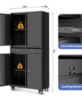 Heavy Duty 73 Inch Metal Storage Cabinet With Locking Doors And Adjustable Shelves For Garage Or Shop Built To Last Rugged Tool Cabinet With Two Drawers And Rust And Scratch Resistant Powder Coat Finish, front view