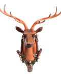 Vintage Deer Head Resin Wall Hook Hangs Heavy Coats Keys Totes And Towels Super Slick Home Decor Organizer in brown and green design.