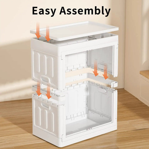 Easy assembly of Kid Closet Organizer Kit with collapsible wardrobe, plastic bins, hanging rod, and dresser cabinet, 39.6 gallon capacity