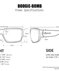 Clear Safety Glasses For Men And Women With Matte Black Frame And Clear Lens ANSI Z87 Plus Compliant Non Slip Gray Foam Padding Comfortable All Day Work Eyewear For Work Home Projects And Outdoors - Frame specifications diagram showing front and side dimensions.