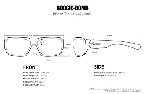 Clear Safety Glasses For Men And Women With Matte Black Frame And Clear Lens ANSI Z87 Plus Compliant Non Slip Gray Foam Padding Comfortable All Day Work Eyewear For Work Home Projects And Outdoors - Frame specifications diagram showing front and side dimensions.