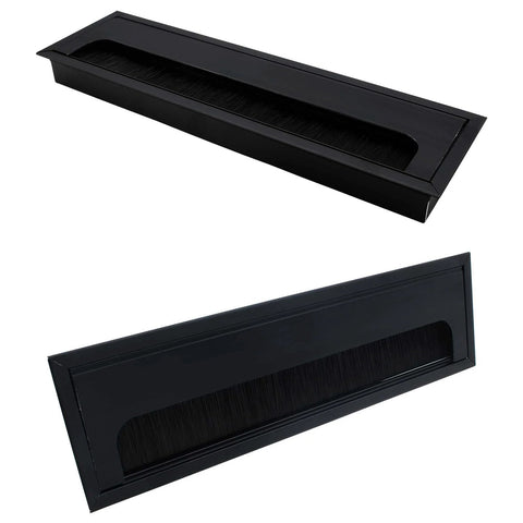 1 Pack Rectangle Hole Cover Square Cable Grommet 268x68x28mm for Desk Cable Management Aluminum Alloy Matte Black Finish