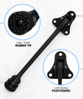 Heavy Duty Kickdown Door Stopper With Extended Reach Design feature close-up of saw-tooth rubber tip and leaf spring positioning.