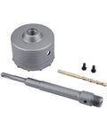 Built Like A Tank 4 Inch Concrete Hole Saw With 220mm Sds Plus Shank Rod featuring alloy steel core and drill bit components.
