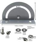180 Degree Cross Joint Plate For 3030 Aluminum Extrusion Kit with Corner Bracket and Screws, shown with measurements and components.
