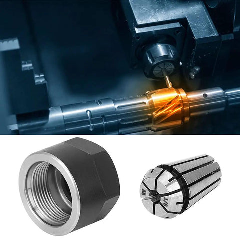 Premium ER11 Collet Chuck With Strong Spring Steel Design For Heavy Duty Drilling And Boring Featuring 6mm And 3.175mm Clamping Nuts.