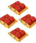 4 Pack Heavy Duty Machinery Skates Dolly with red rollers for Industrial Moving Equipment 6 Ton Capacity, yellow frame, side view