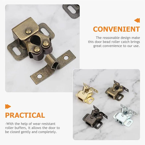 RV Cabinet Door Catch With Double Roller Golden Latch Noise Reducing Soft Close Easy Install, bronze-tone, multiple colors
