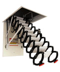 Heavy Duty Electric Attic Ladder With Remote Pull Down Loft Stair Folding Steel Ceiling Access Retractable Staircase with treads and manual grip