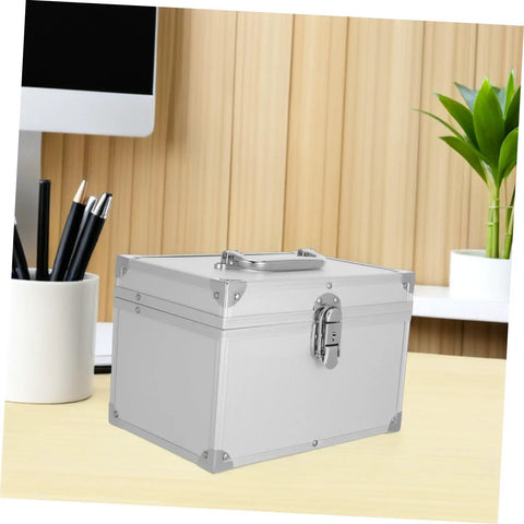 Lockable Aluminum Tool Box With Handle Beefed Up Heavy Duty Impact Resistant Double Layer Storage Case Silver Alloy Box