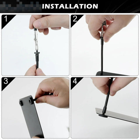 Helping Hands Soldering Station Kit installation showing assembly of flexible arms and gooseneck on metal base.