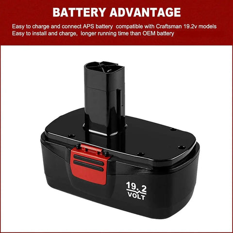 Heavy Duty 19.2V Battery Replacement For DieHard C3 3600mAh Two Pack Fits 315.115410 315.11485 Cordless Drills Display