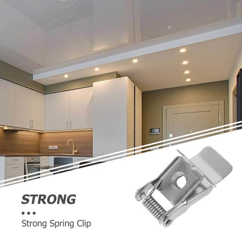 10 Pack Downlight Retaining Clips and Retrofit Light Securing Clamps for Recessed Fixtures, heavy-duty metal spring clip close-up