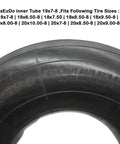 19x7-8 Inner Tube With TR13 Straight Valve Stem For ATV Quad Go Kart, close-up of tire wall showing size markings