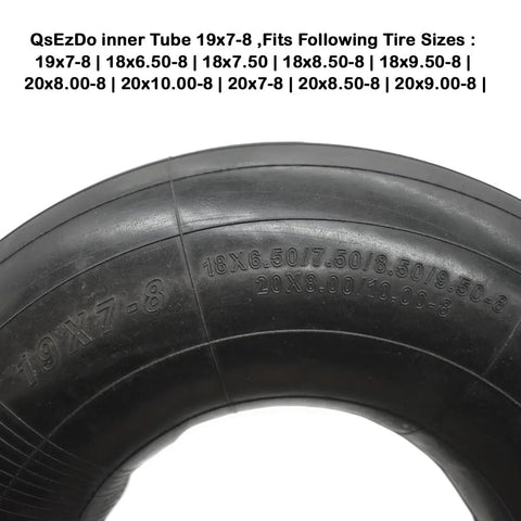 19x7-8 Inner Tube With TR13 Straight Valve Stem For ATV Quad Go Kart, close-up of tire wall showing size markings