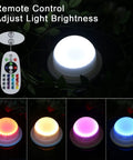 4 Pack LED Under Table Lights For Parties, RGB Color Changing Uplighting, Wireless Remote shown, bright color options visible.