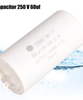 60uF 250V Motor Run Capacitor For Washers, Pumps And Air Compressors with heat resistant shell and cylindrical design