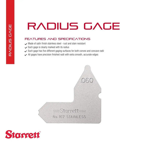 Radius Gauge For Convex And Concave Radii Stainless Steel 0.060 Inch Radius Gauge With Inch Reading For Carpenters And Construction Pros