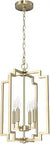 Alturas Gold 4 Light Pendant Fixture In Modern Style, Dimmable, mid size, gold-tone steel and aluminum with E12 bulbs