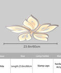 Five Leaf LED Ceiling Light With Remote Control For Living Room, 23.6-Inch Lit Flush Mount Chandelier, Acrylic White Leaves, 60W