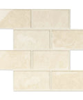 Thick Peel And Stick Backsplash Tiles In Beige Marble Look For Kitchen And Bath, showing 10 sheet vinyl pack up close.