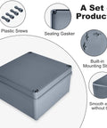 8 By 8 By 4 Inch IP65 Waterproof Junction Box Rugged ABS Plastic Outdoor Enclosure with screws and gaskets displayed