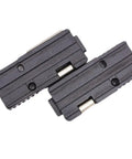 Top Shelf 12 Core Fiber Holder Chucking Jigs With Reinforced Sheath Clamps built for Fujikura FSM 70R 88R 90R, showing two black jigs.