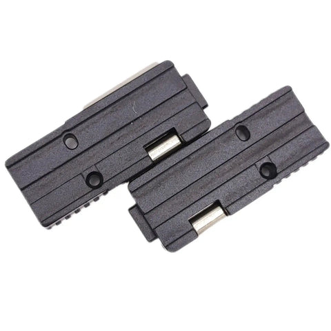 Top Shelf 12 Core Fiber Holder Chucking Jigs With Reinforced Sheath Clamps built for Fujikura FSM 70R 88R 90R, showing two black jigs.