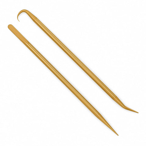 Brass Pick Kit With 2 Durable Picks And 4 Tip Styles For O Ring And Seal Removal Perfect For Scuba Gear Auto Repair And DIY Maintenance Built To Last Scratch Free On Sensitive Surfaces, two brass picks on white background