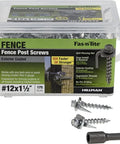 Exterior Coated Fence Post Screws Pro Grade Heavy Duty Wood Screws For Fencing Decking And Construction Self Tapping Screws For Treated Lumber Drywall And More Size 12 By 1 And One Half Inches Pack Of 175 box and screws