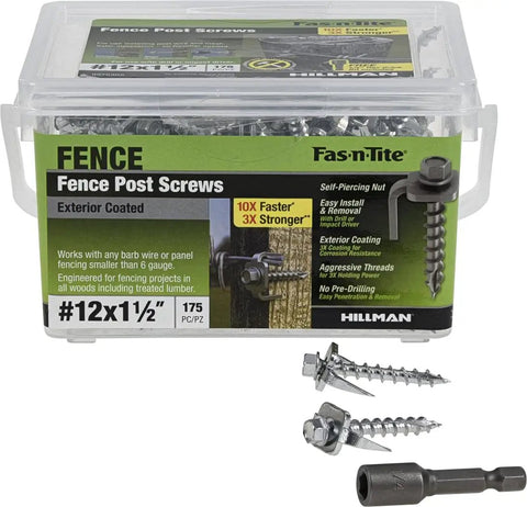 Exterior Coated Fence Post Screws Pro Grade Heavy Duty Wood Screws For Fencing Decking And Construction Self Tapping Screws For Treated Lumber Drywall And More Size 12 By 1 And One Half Inches Pack Of 175 box and screws