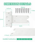 Dimension details of Badass 6 Inch Gate Hinges With 280 Pound Capacity Matte White Finish, 4 pieces with screws.