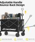 Lightweight Collapsible Wagon Cart For Easy Hauls loaded with bags, sturdy black frame, adjustable handle, smooth push and fold design