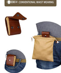Khaki Foraging Bag With Adjustable Shoulder Strap Canvas Foraging Pouch for Hiking and Bushcraft on a belt.