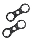 2 Pack Beefy Fork Cap Wrenches For Bikes Heavy Duty 6061 T6 Aluminum Alloy Build, shown side by side in black material