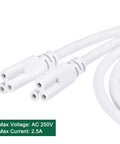 6 Foot LED Tube Extension Cord Set 4 Pack For T5 T8 Lights Three Prong Power Cables Female To Female Connectors End To End Linkable